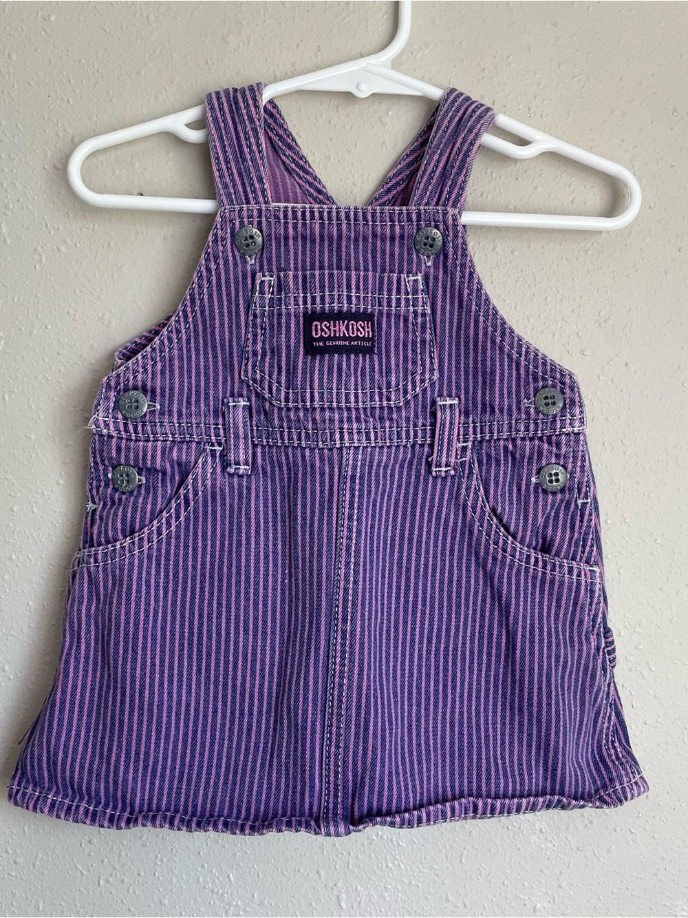 Vintage OshKosh B'gosh Purple Stripe Denim Overall Dress for Kids